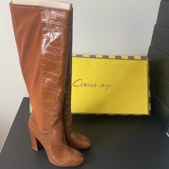 Nib Circus By Sam Edelman Clarimont Tall Stretch Knee high Boots in Mocha Croc - Picture 6 of 11